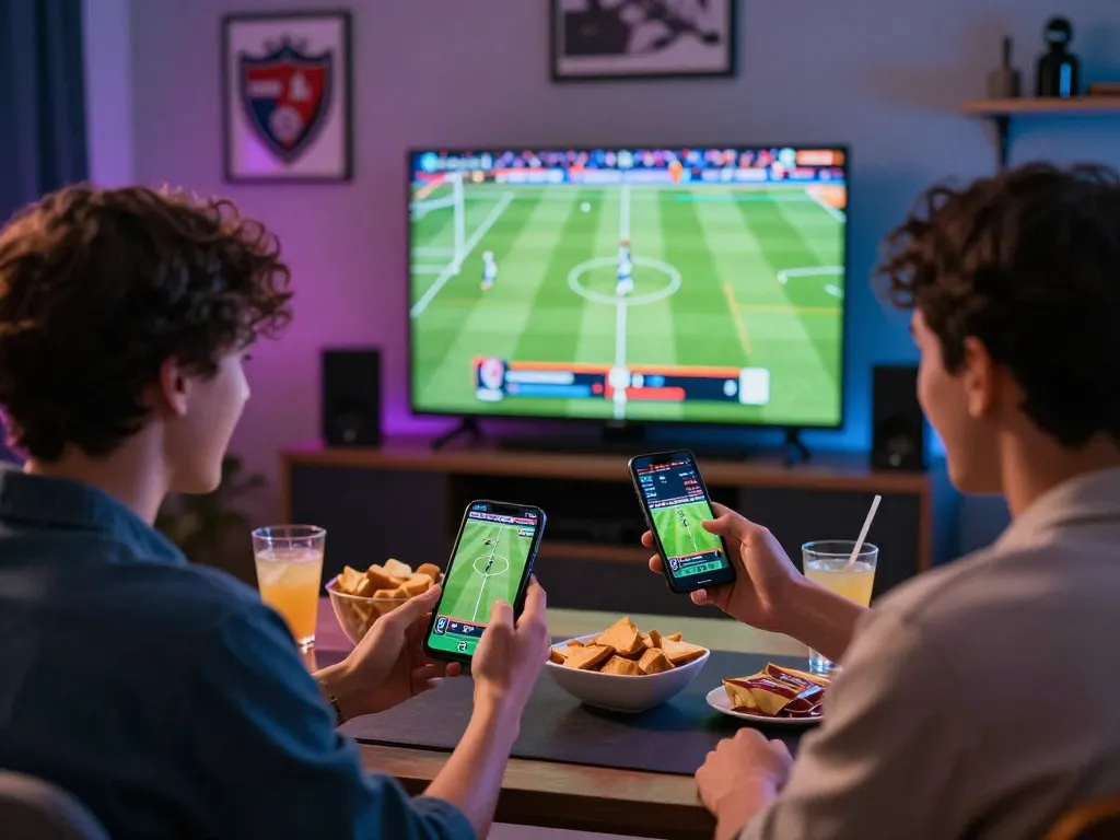 Exciting moment with cakhiatv as a user places a bet on their smartphone during a live football match viewing.