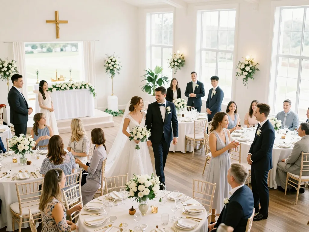 Celebrating a religious wedding at a stunning venue featuring rokok 88-inspired decoration and joyful guests