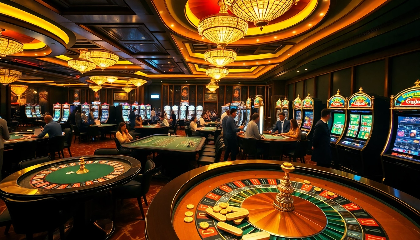 Experience the thrill of gojekpot as players celebrate wins at luxurious casino tables filled with excitement.
