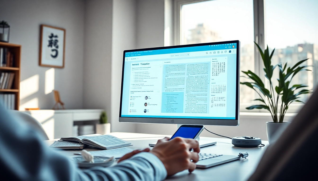 Highlighting the 有道翻译 interface within a modern workspace, showcasing advanced translation technology.
