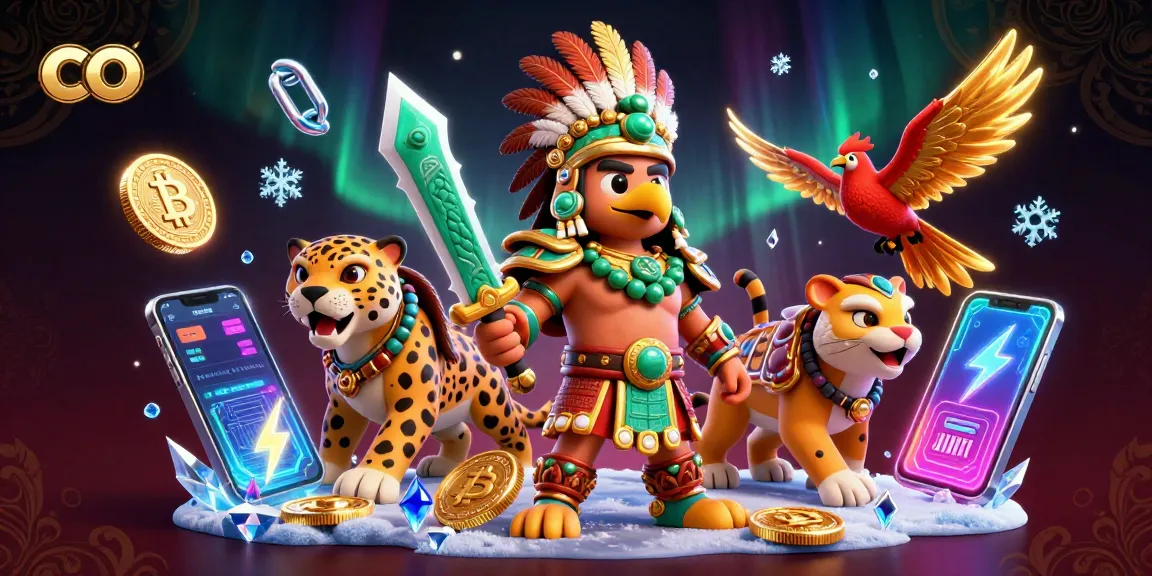 Play at co's vibrant 3D casino scene featuring brave warriors and crypto elements.