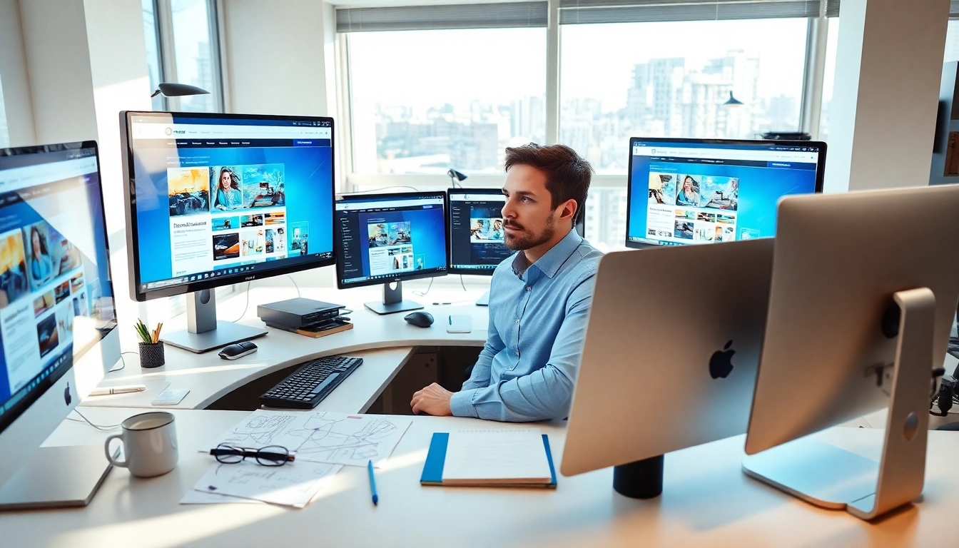 Affordable web design essex showcased by a focused designer at a modern workstation.