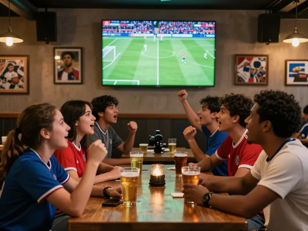 Experience the excitement of trực tiếp đá bóng at a lively sports bar with friends cheering for their favorite teams.