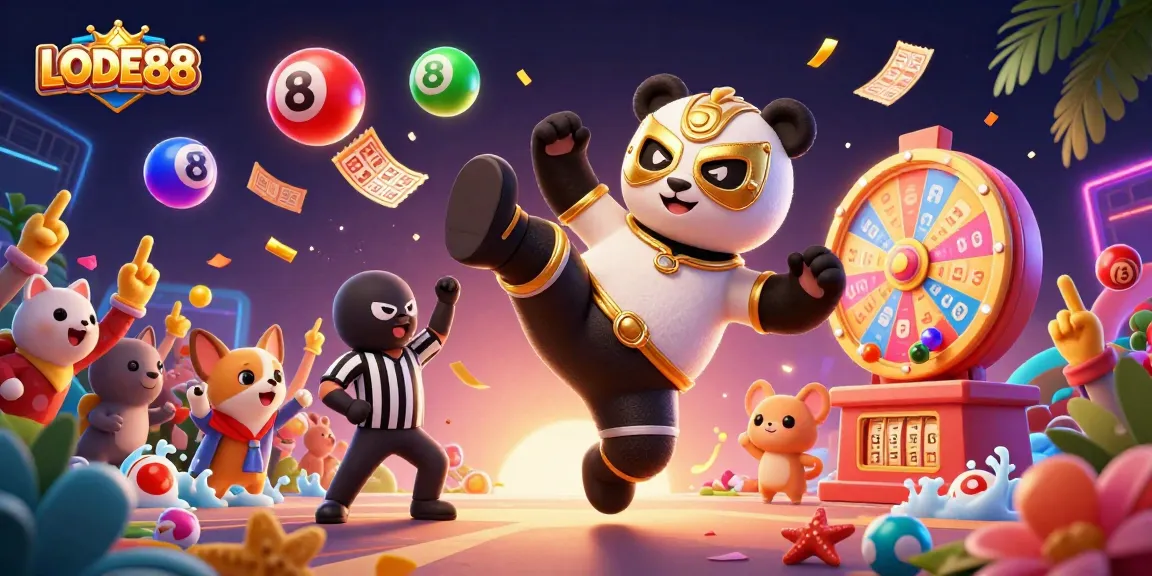 Engage with LODE88 lottery magic through vibrant characters and dynamic game elements showcased in action.
