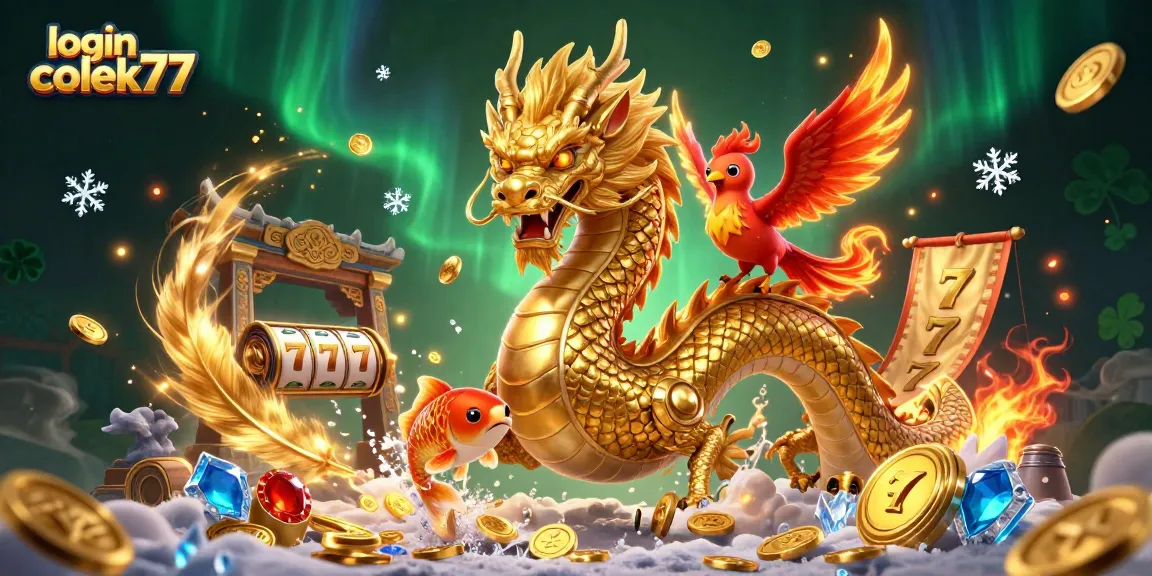 Spin to win at login colek77 with golden coins and vibrant slot symbols!