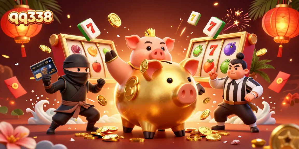 Experience thrilling action with qq338's vibrant gaming scene featuring dynamic characters and slot machine elements.