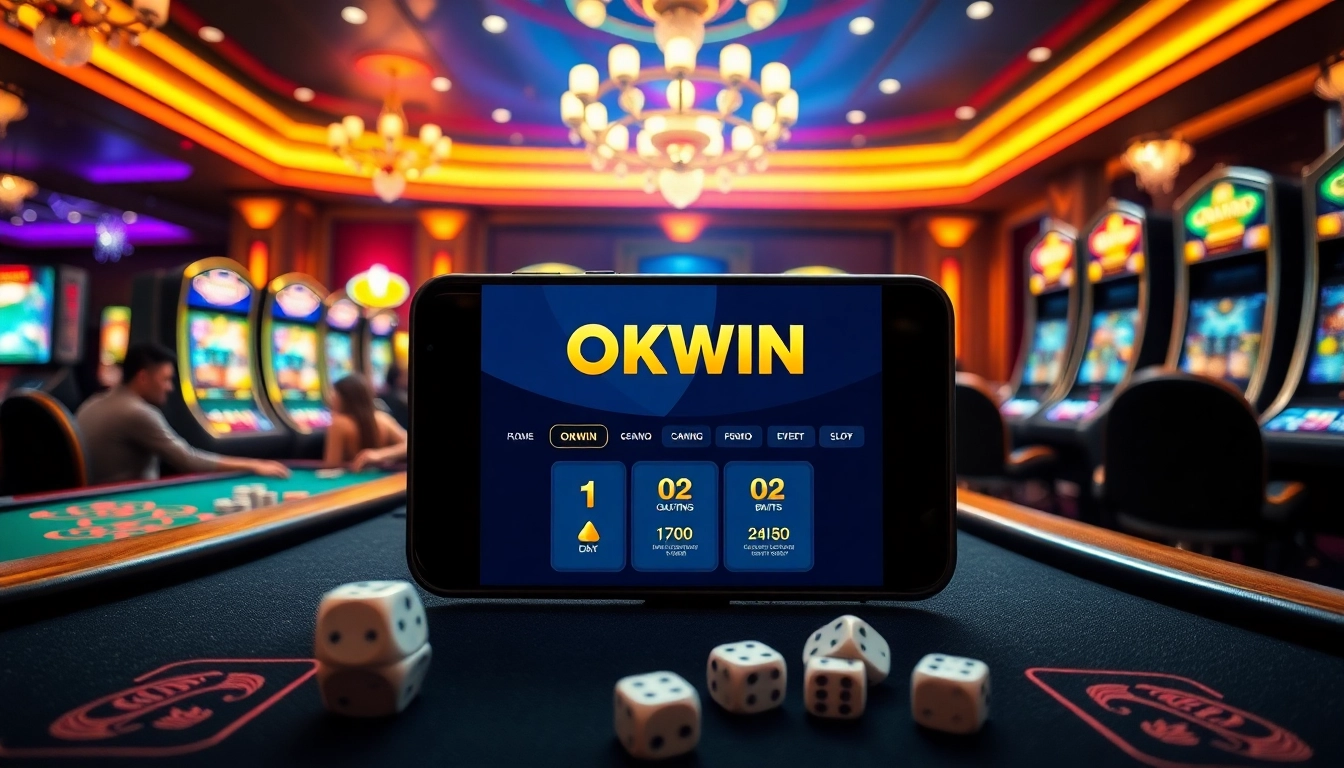 Experience the thrill of the OKWIN app in a luxurious casino environment.