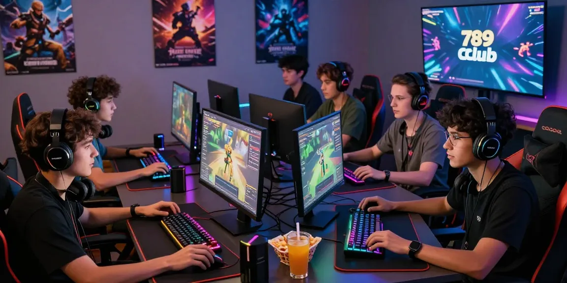 Exciting online gaming gathering showing friends engaged in gameplay at https://7899club.com/ with gaming peripherals and vibrant RGB lights.