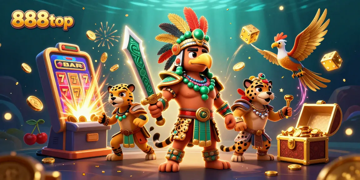 Experience winning big with 888top's vibrant casino adventure featuring dynamic slot games and celebratory elements.