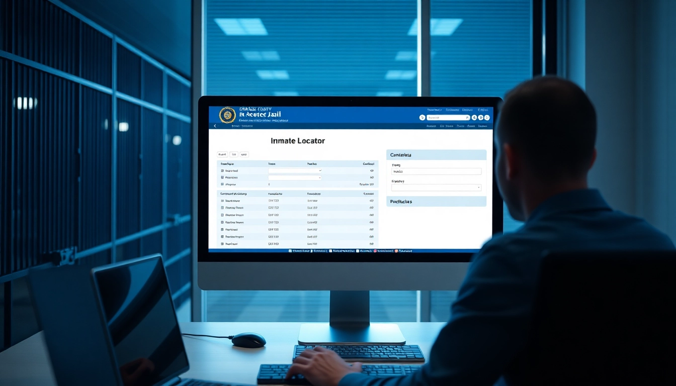 Locate inmates effectively with Orange County Jail Inmate Locator interface on a computer screen.
