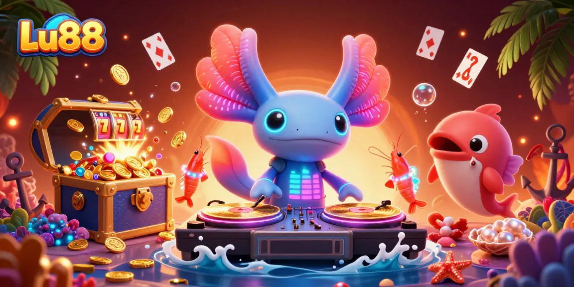 Experience thrilling gaming action at Lu88 with vibrant characters and slots bursting with excitement.
