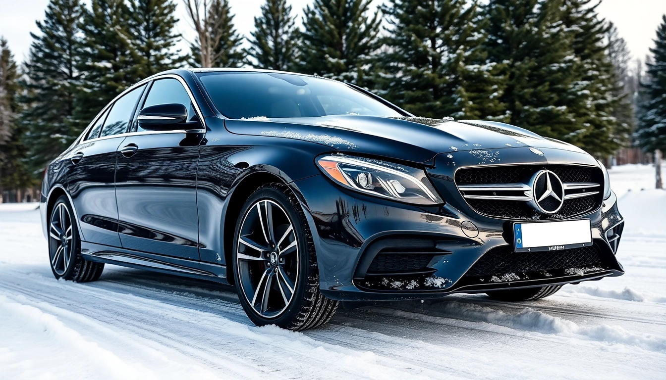 PPF winter road salt protection shown on a car in a winter setting, highlighting the film's effectiveness.