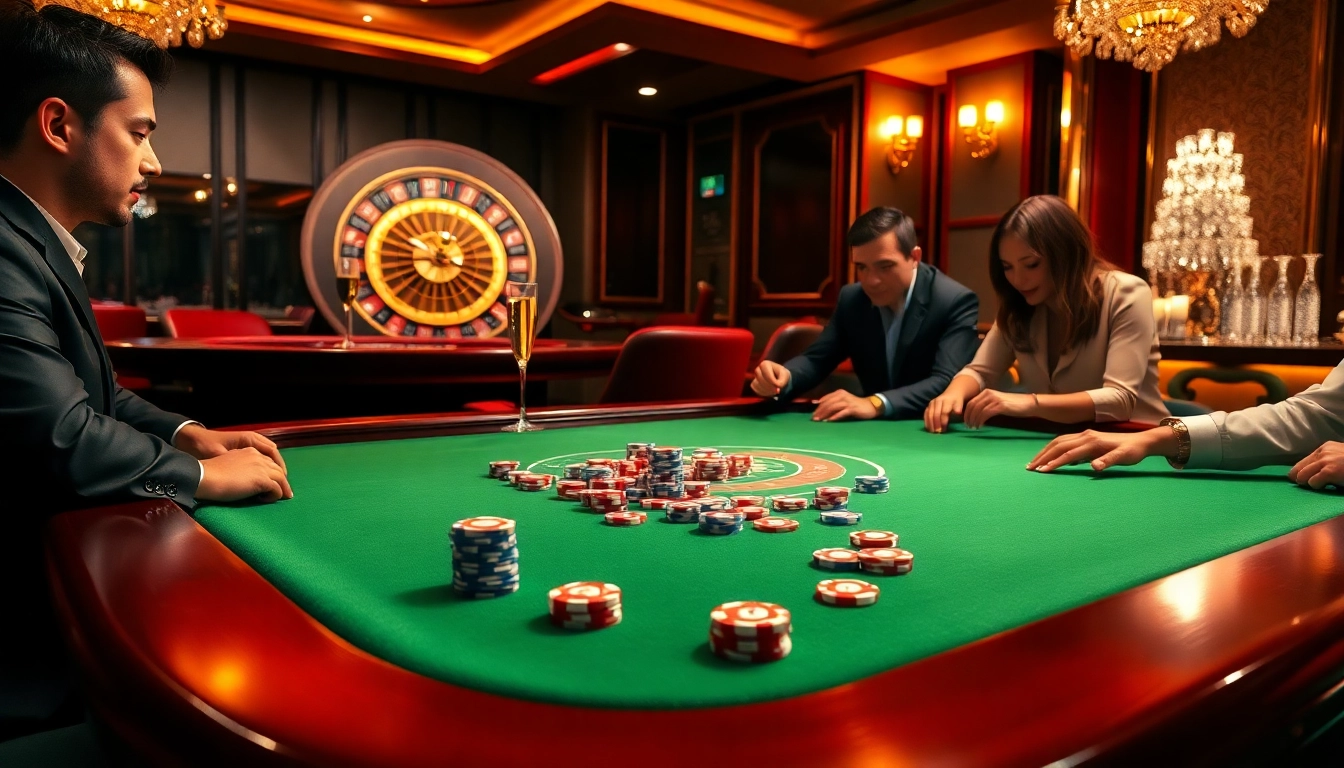 Experience the thrill of poker at u888.com in a luxurious casino setting with vibrant chips and roulette.