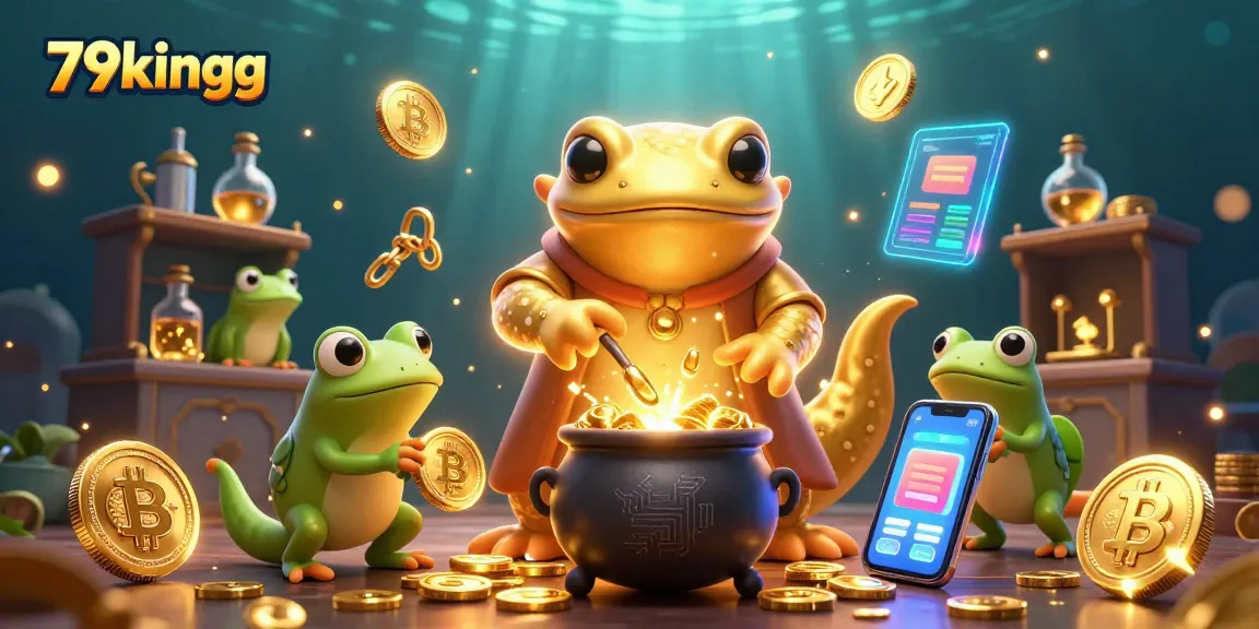 Bet on 79kingg and immerse in a vibrant casino experience with golden treasures and crypto elements.