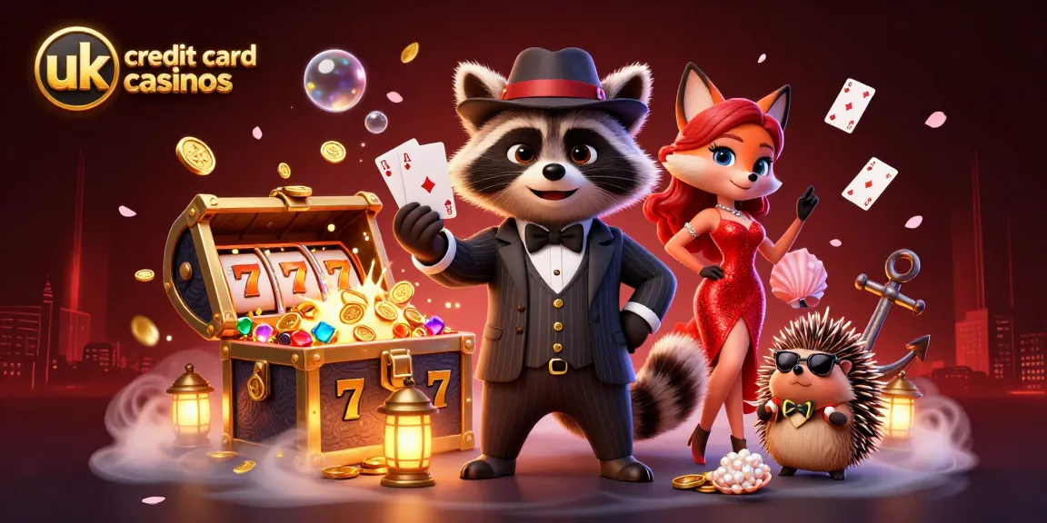 Experience the excitement of uk credit card casinos with a suave raccoon dealer and treasure-filled casino scene.