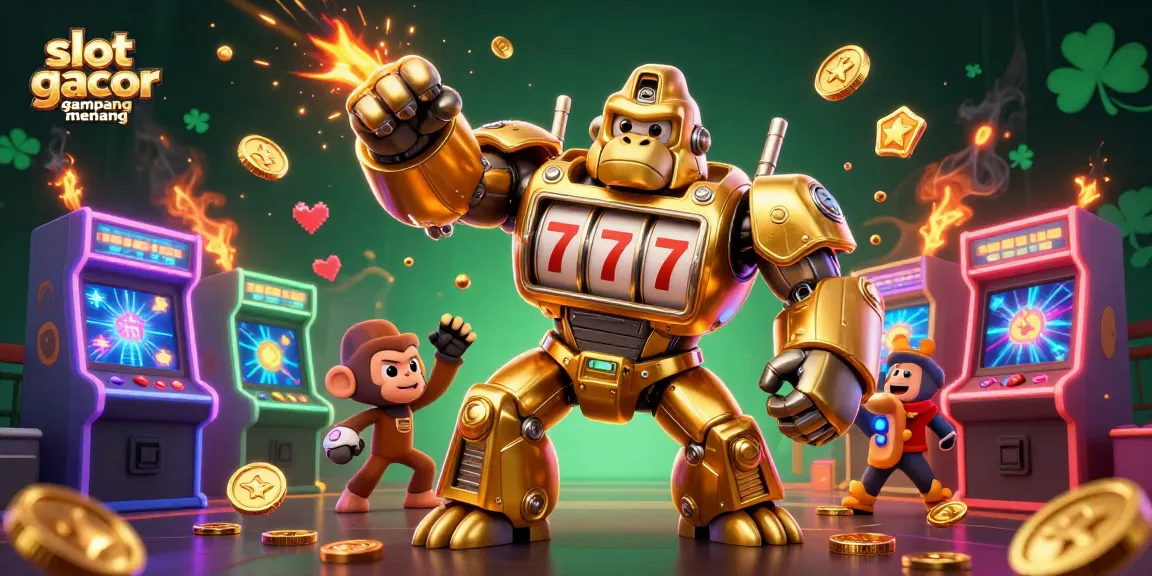 Spin to win with slot gacor gampang menang in this lively 3D casino gaming scene.