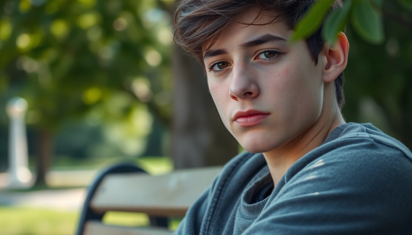 Young person reflecting on depression symptoms while sitting in nature.