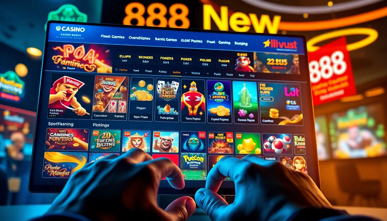 Exciting online gaming experience with 888new app interface and diverse games.