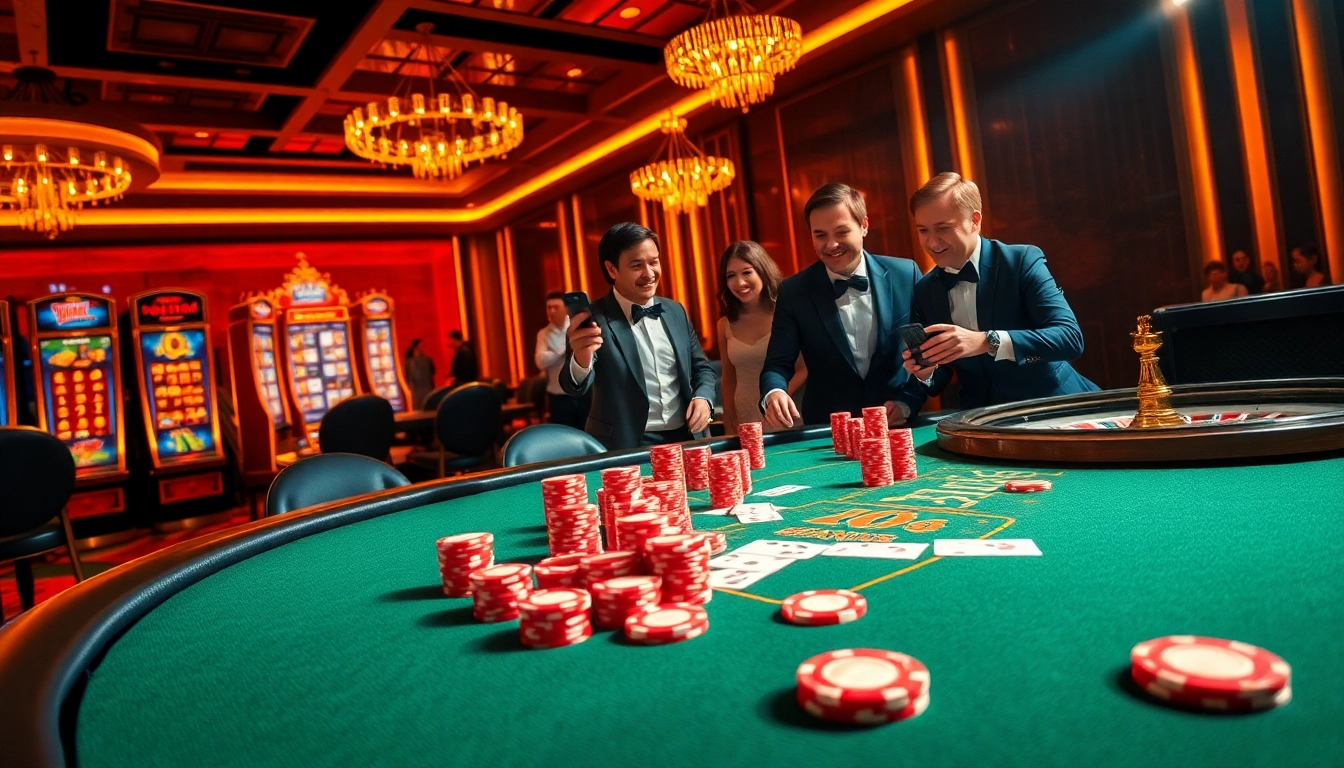 Experience thrilling gameplay at x88.agency with vibrant casino tables and lively dealers.