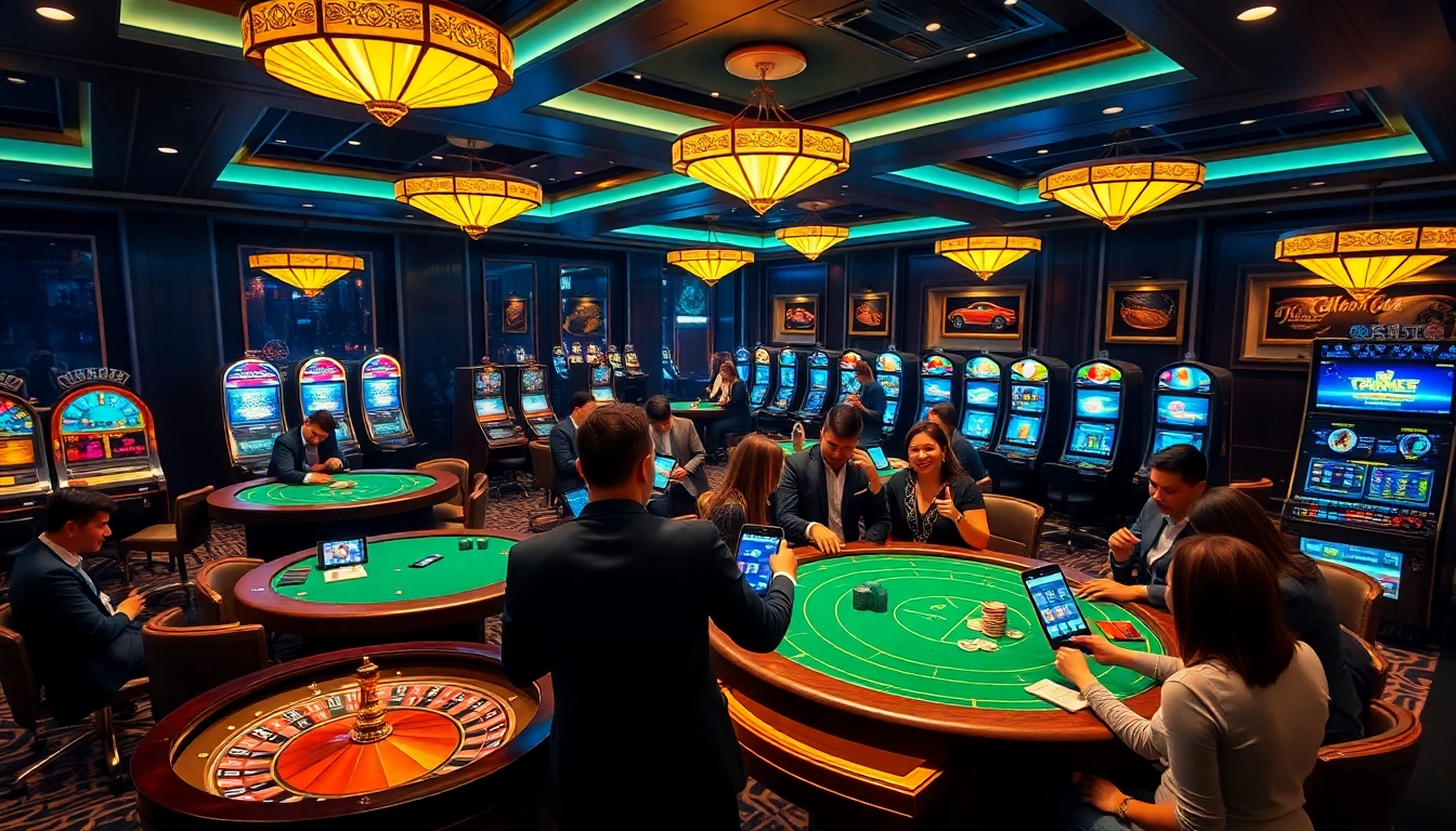 Experience the thrill of betting at nhà cái cm88 with lively casino tables and excited players.