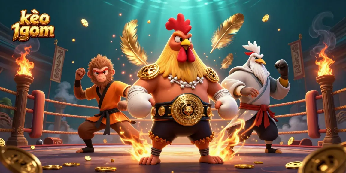 Experience thrilling kèo 1gom action with a fierce rooster, a monkey martial artist, and a wise crane master.