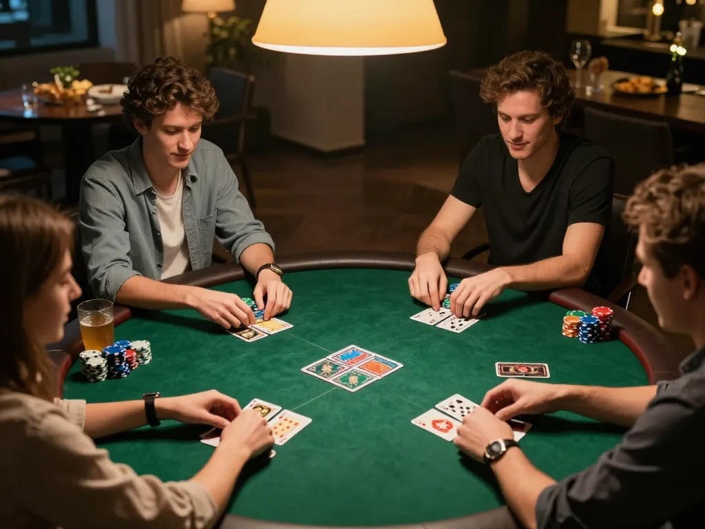 Players enjoying a strategic poker game at home while managing their 88i bets expertly