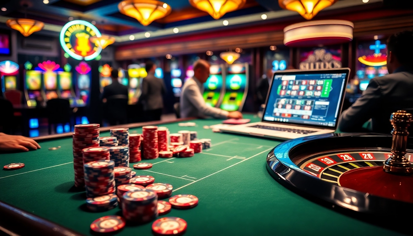 SODO66 gameplay scene featuring a busy poker table and vibrant casino atmosphere.