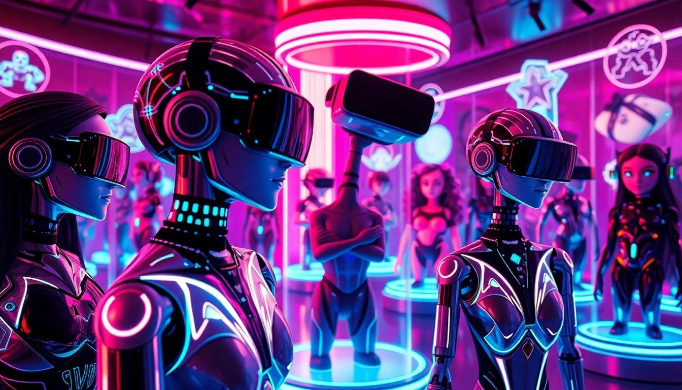 Explore stunning NSFW AI characters in a vibrant, futuristic lounge setting