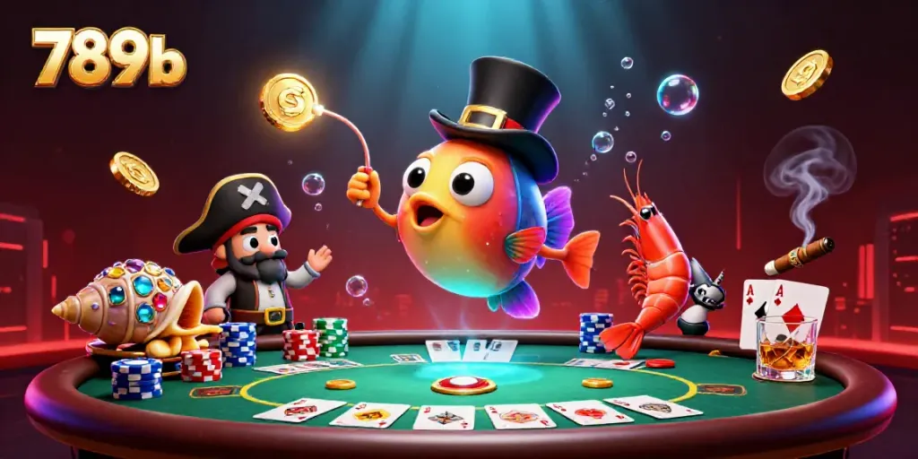 Win at 789b with the anglerfish attracting coins in a vibrant casino scene.
