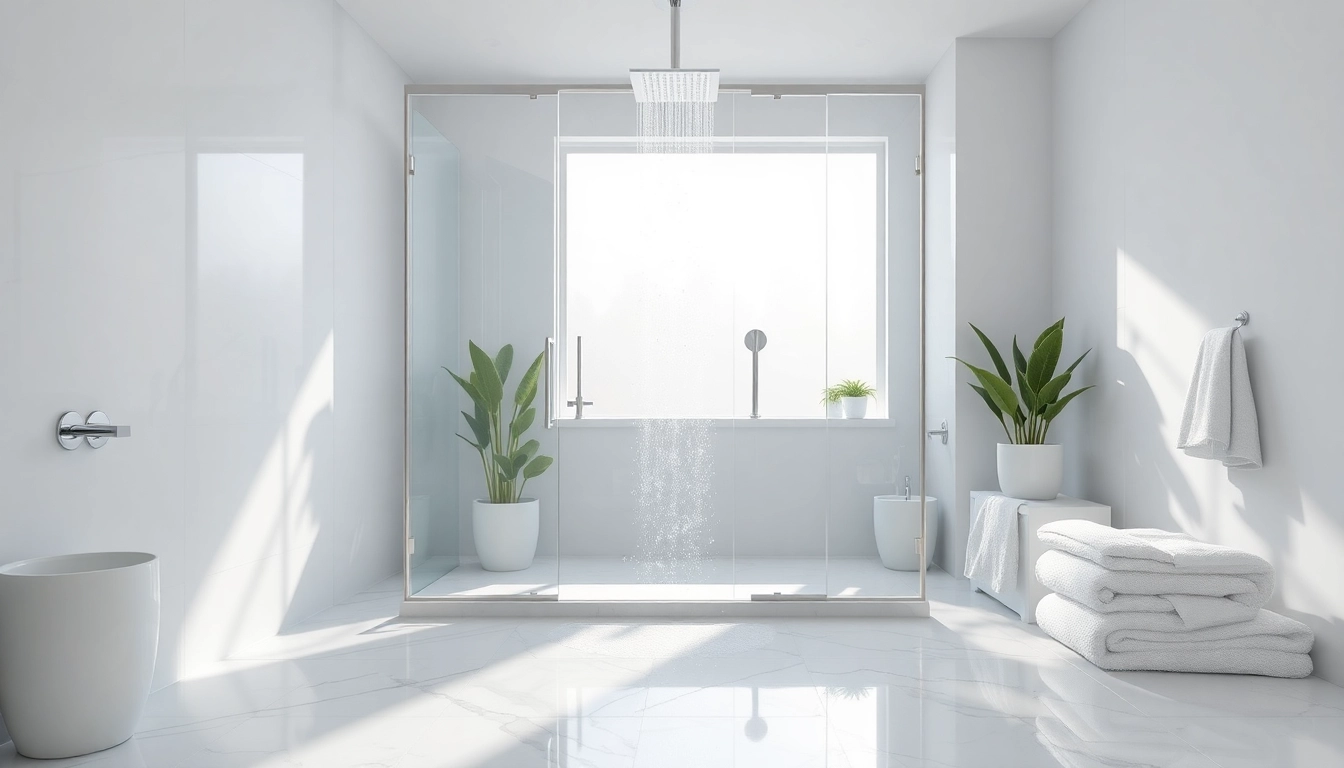 Experience elegant showers with a luxurious rainfall feature and modern design elements.