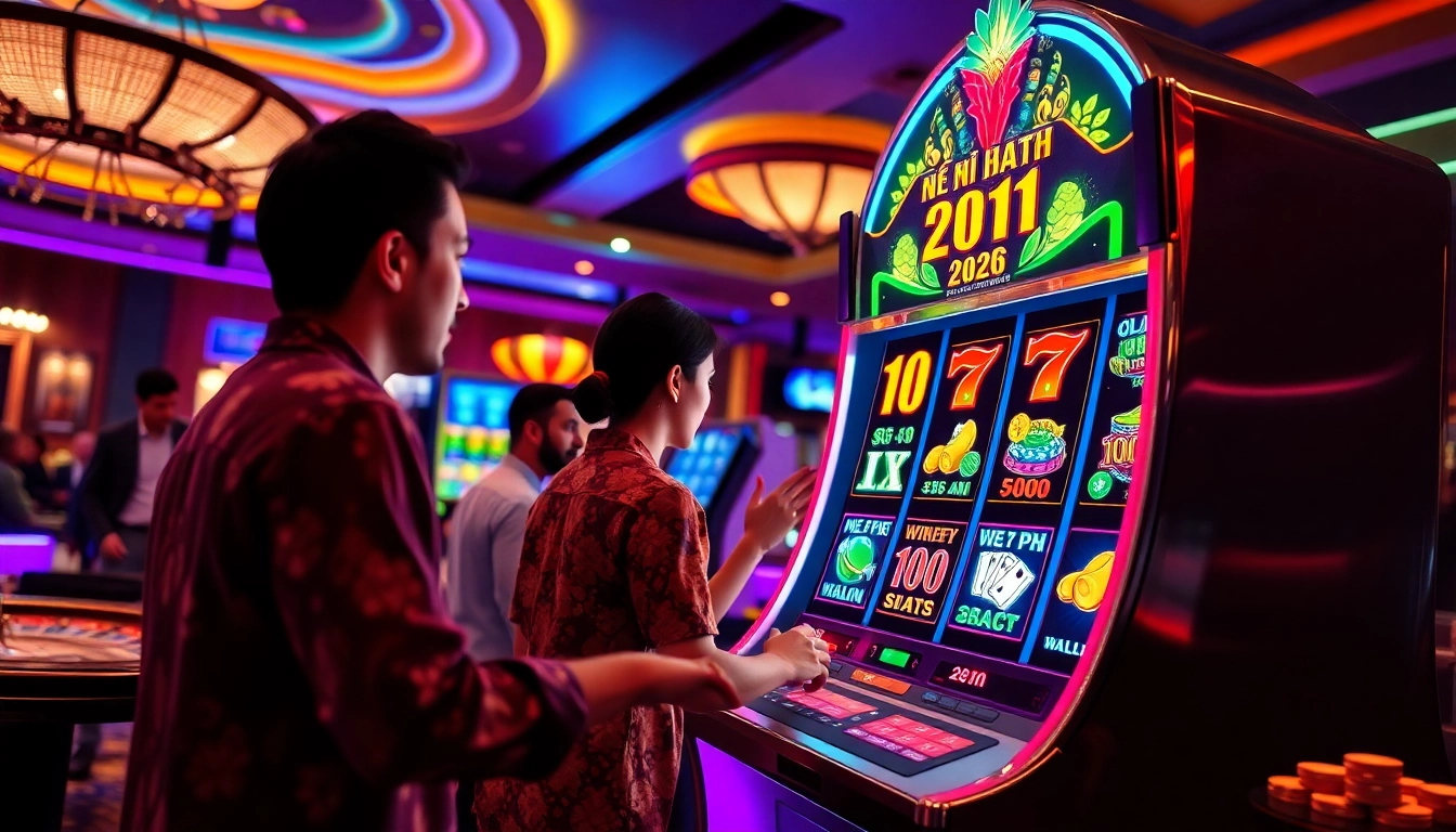 Nổ hũ VMAX 2026 captivating players with exciting gameplay in a vibrant casino setting.