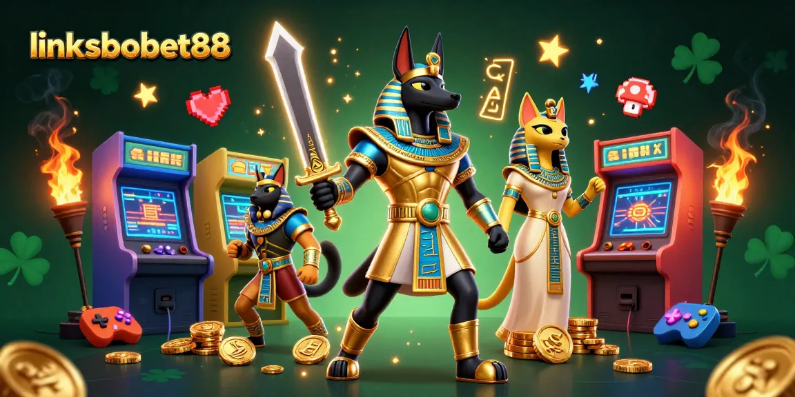 Engage with thrilling action at link sbobet88, featuring Anubis and Bastet in a vibrant casino scene.