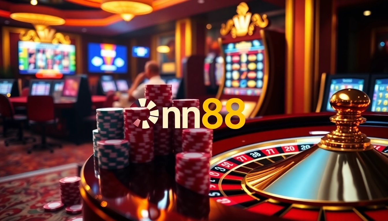 Experience thrilling casino action with nn88 using vibrant roulette and poker elements.