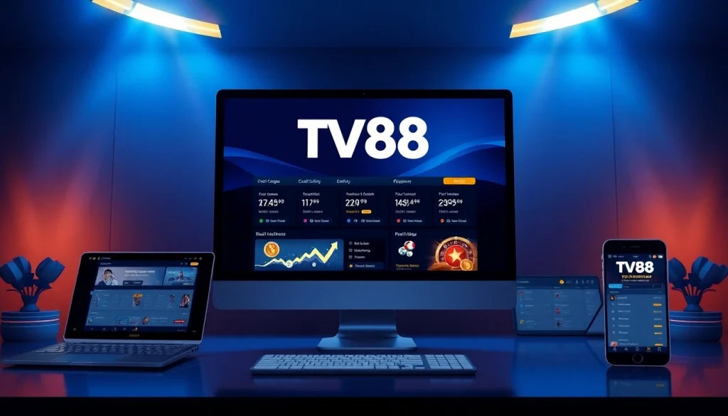 TV88 online betting platform interface showcasing a modern design.
