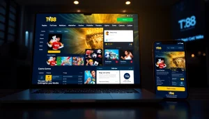 Engaging TV88 online betting interface showcasing vibrant casino games and sports betting.