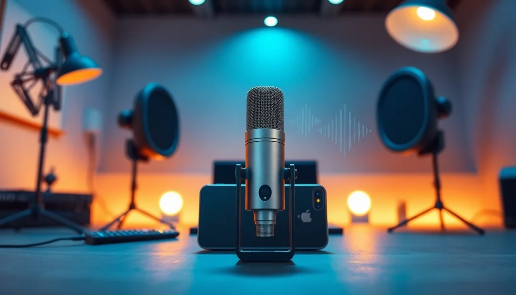 MV88 microphone in a professional recording setup showcasing its features and audio capabilities.