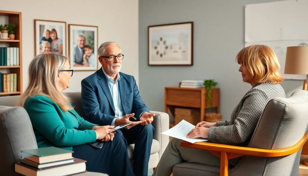 Engaging estate planning San Antonio consultation between an advisor and family in a warm office.