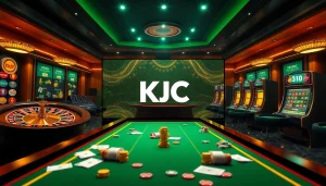 Experience the excitement of online gambling at KJC with vibrant gaming elements and luxury.