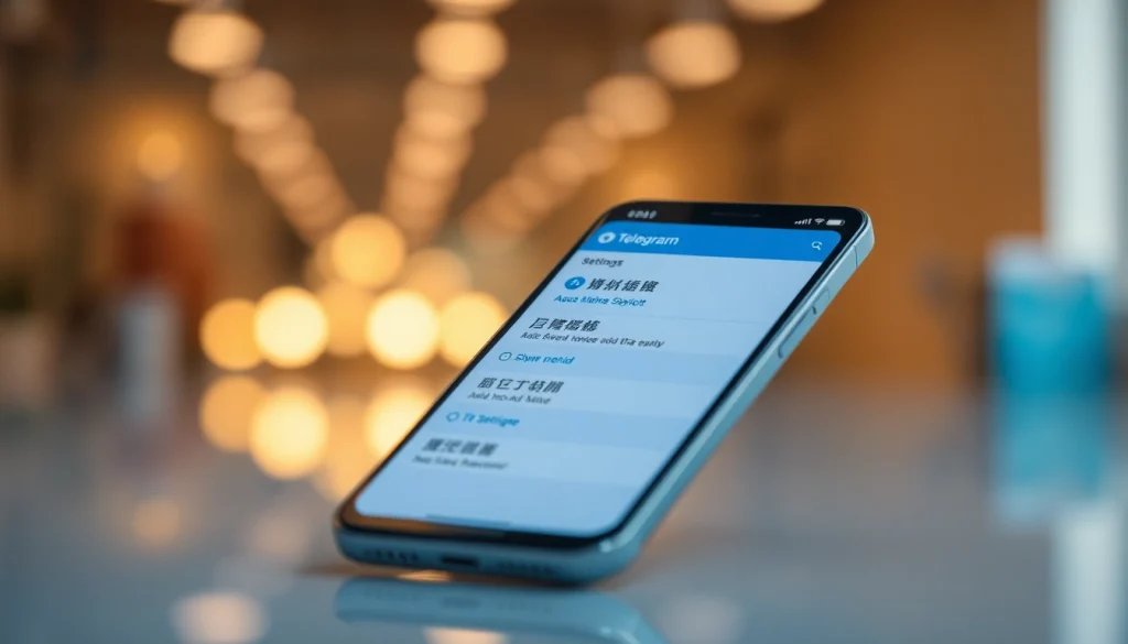 Experience Telegram中文 settings on a sleek smartphone interface, showcasing user-friendly design and vibrant colors.