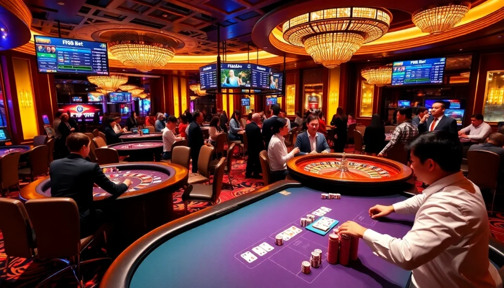 Exciting poker action at the f88bet casino with vibrant colors and luxurious settings.