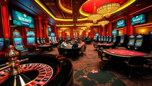 Players enjoying various games at SHBET casino, showcasing excitement in a vibrant setting.