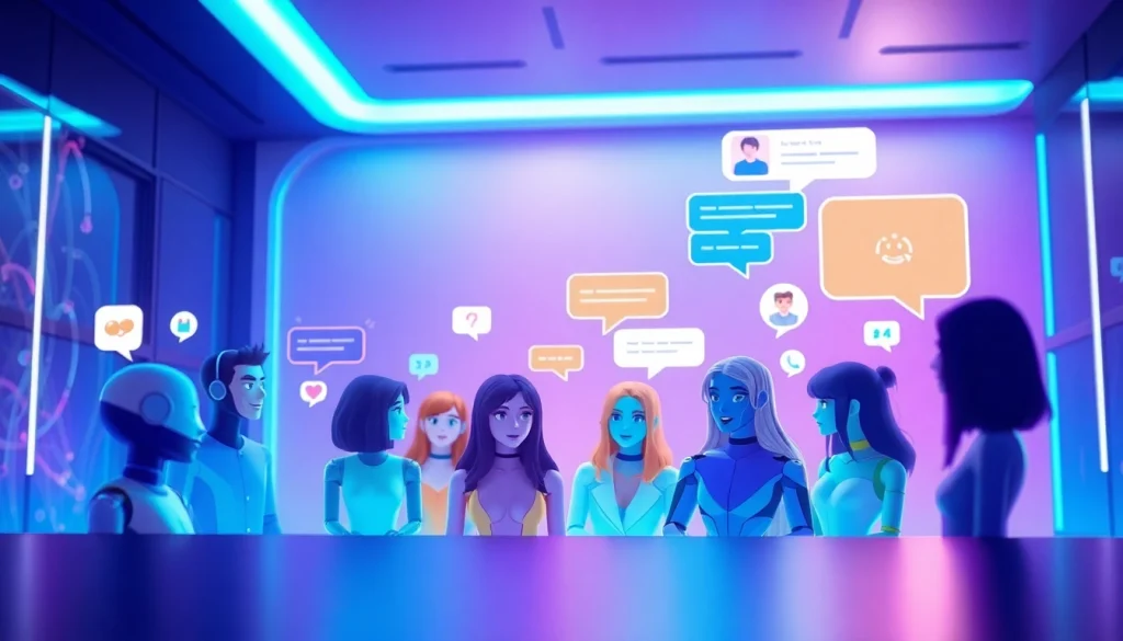 Engaging visual of sex chat AI characters in a modern digital interface.