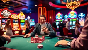 Engage in high-stakes poker at gg88.com with a thrilling casino atmosphere and vibrant slot machines.