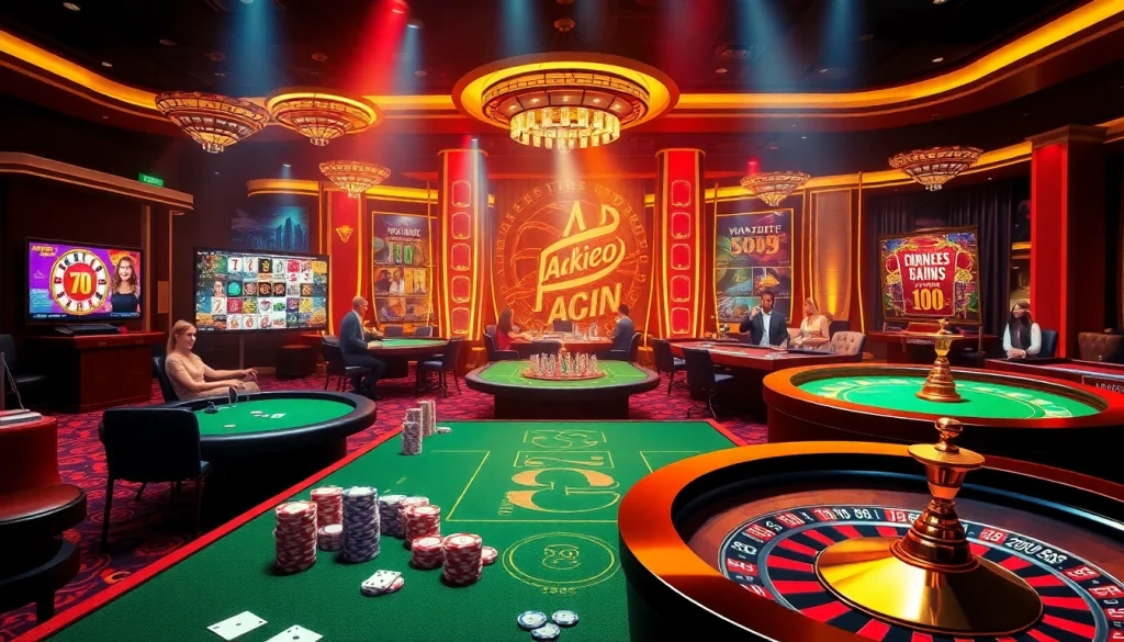 K88win online casino interface showcasing slot games and poker tables in an exciting atmosphere.