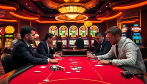 Engaging in a thrilling poker game at a luxurious casino featuring KJ C.