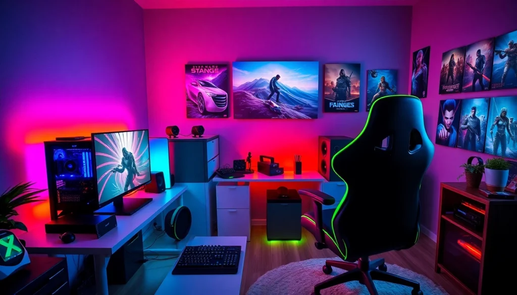 Engaging scene of a modern gaming setup reflecting the latest PC gaming news in vibrant colors.