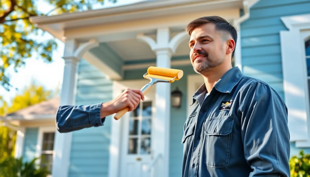 Exterior Painting Contractors expertly painting a residential home with precision and care.