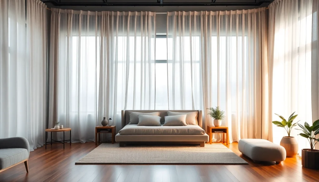Geniet van verduisterende gordijnen die elegant licht blokkeren in een moderne slaapkamer.