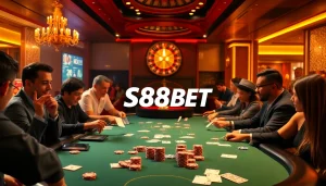 Experience thrilling moments at S88BET's poker table with players engaged in high-stakes action.
