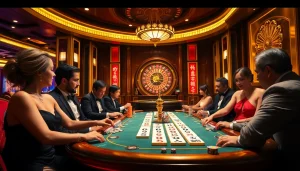 Experience the thrill of slot demo mahjong at a luxurious casino with elegant players.